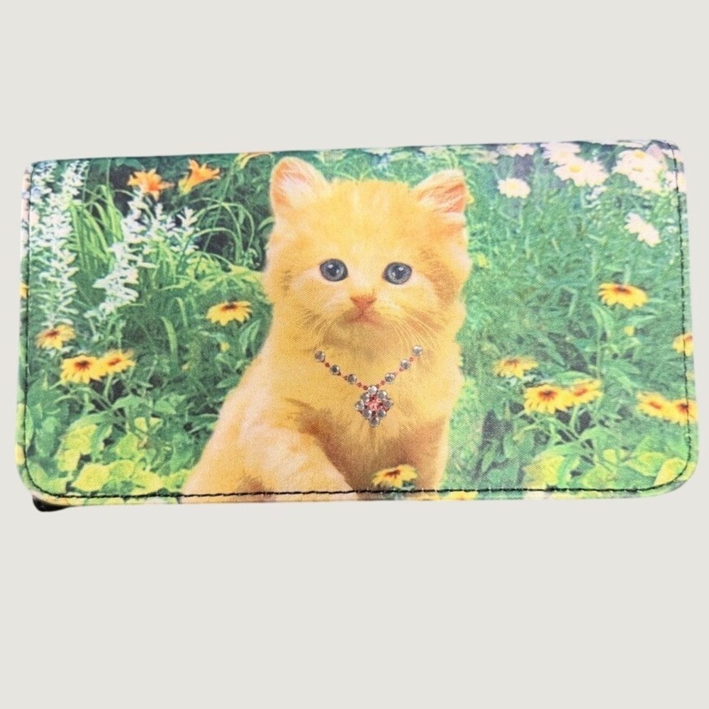 Cute Kitten Print Women's Wallet - Yellow Kitten